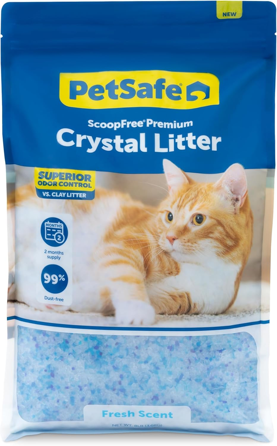 Petsafe Scoopfree Premium Fresh Scent Crystal Litter, Superior Odour Control, Absorbs 5X Better, Low Tracking for Less Mess, Lasts up to 2 Months, Lightly Scented (3.6 Kg Bag) image number 2