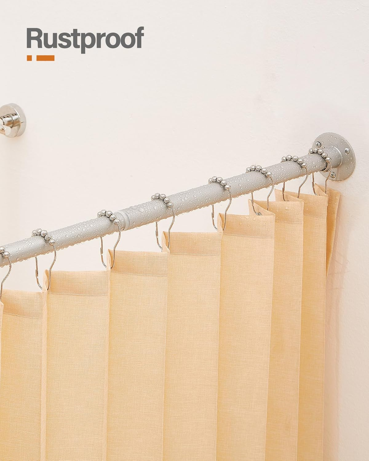 Crkmire Corner Shower Curtain Rod, Silver Gray [24"-53"] X [24"-53"] Adjustable L Shaped Shower Rod No-Sagging 90 Degree Curved Curtain Rod for Bathroom Bathtub with 12 Ring Hooks & Ceiling Support