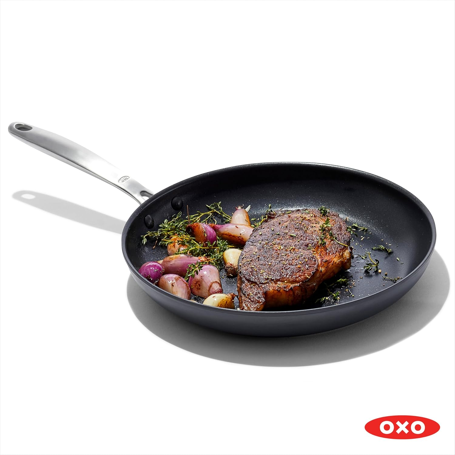 OXO Good Grips Pro Hard Anodized Pfas-Free Nonstick 30Cm Frying Pan Skillet, Dishwasher Safe, Oven Safe, Stainless Steel Handle, Black