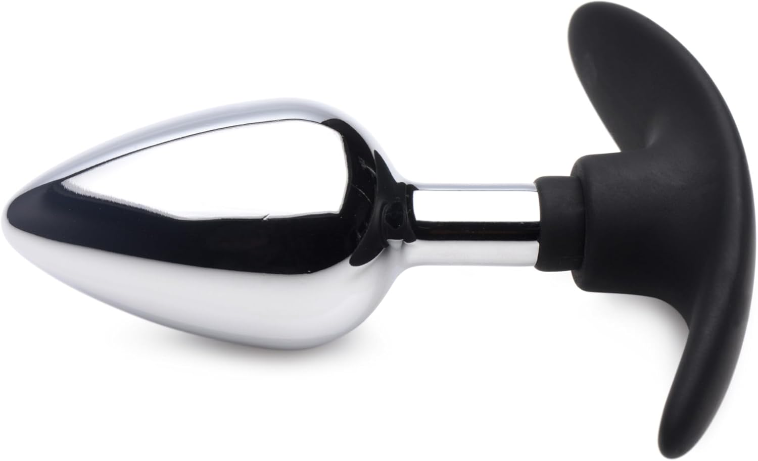 Master Series Dark Invader Metal and Silicone Anal Plug, Medium, Black/Silver image number 2