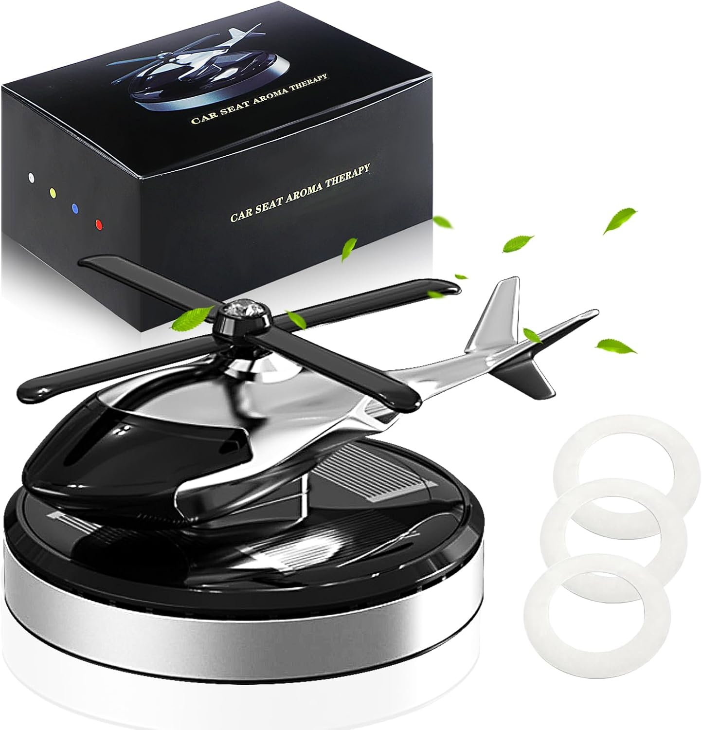 Kaidengzhe Car Air Freshener Diffuser, Solar Energy Rotating Aromatherapy Diffuser, Automotive Aluminum Alloy Interior Accessories, Natural Essential Oil Perfume for Car & Home with 3 Fragrant Tablets image number 1