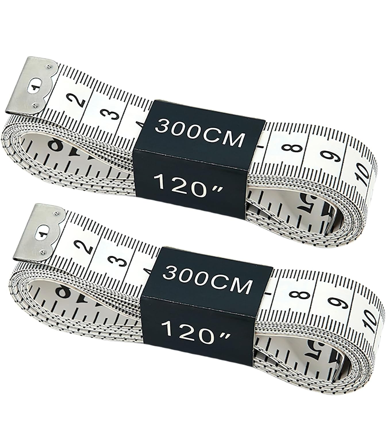 YBVABE 300Cm Measuring Tape for Body, 2PCS Double Scale Soft Tape Measure Body Sewing Flexible for Weight Loss Medical Body Measurement Sewing Tailor Craft Vinyl, Has Inches Scale on Reverse Side