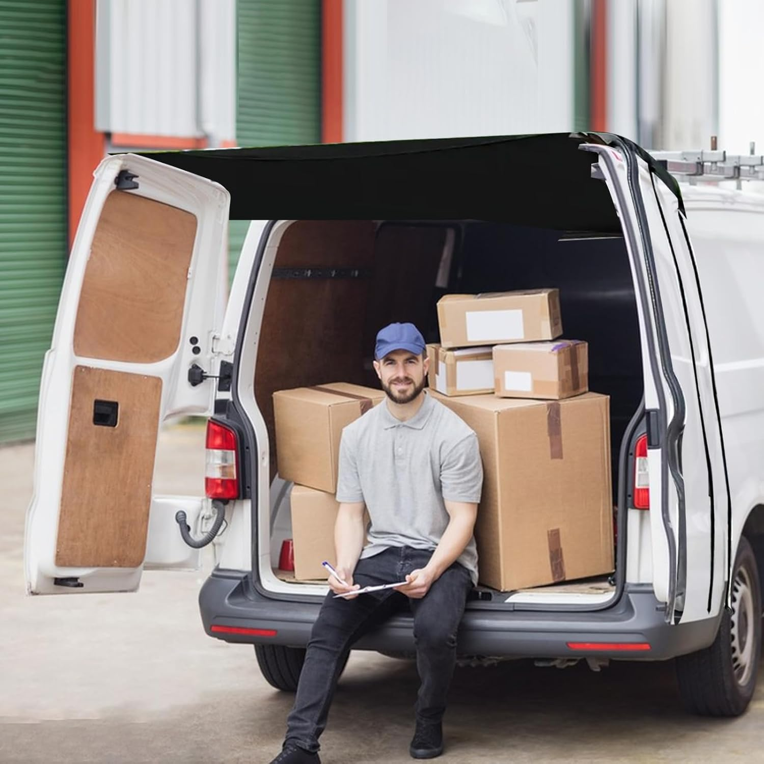 RV Rear Door Cover - Waterproof UV Barrier RV Rear Shelter | Windproof and Thermoregulator Screen Portable Tent for Excursions, Hikes, Pick-Ups image number 4