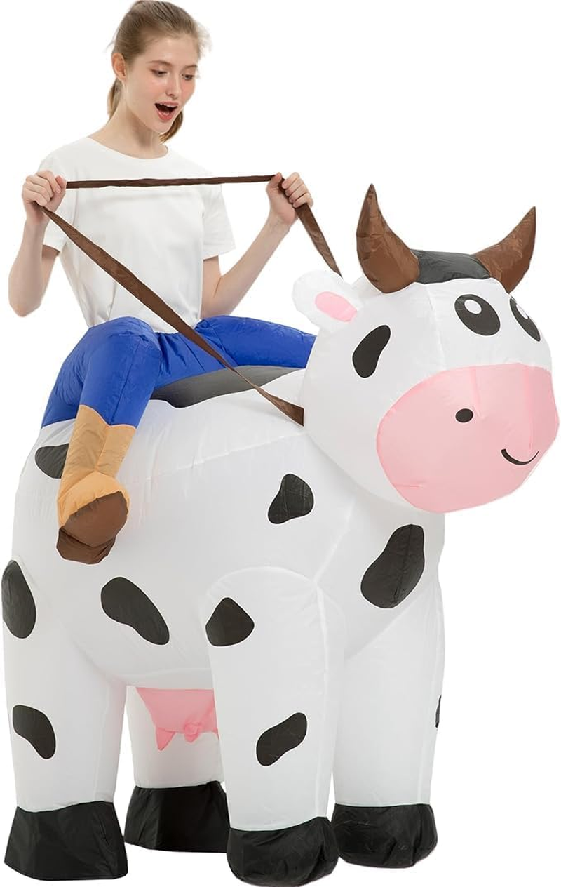 Inflatable Cow Rider Costumes for Adults, Inflatable Cow Costume, Halloween Costumes for Men/Women,Blow up Costume image number 3