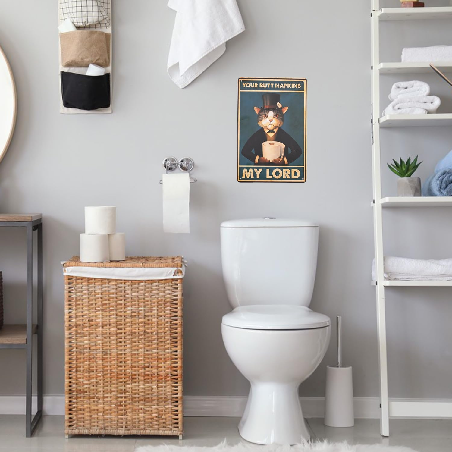 Vintage Cat Bathroom Decor, Metal Bathroom Wall Art, Funny Toilet Wall Decor, Restroom Tin Sign, Black Cat Themed Decor Cat Lover Gifts, 7.9X11.8 Inch, 7.9X11.8Inch (Style 2) image number 5