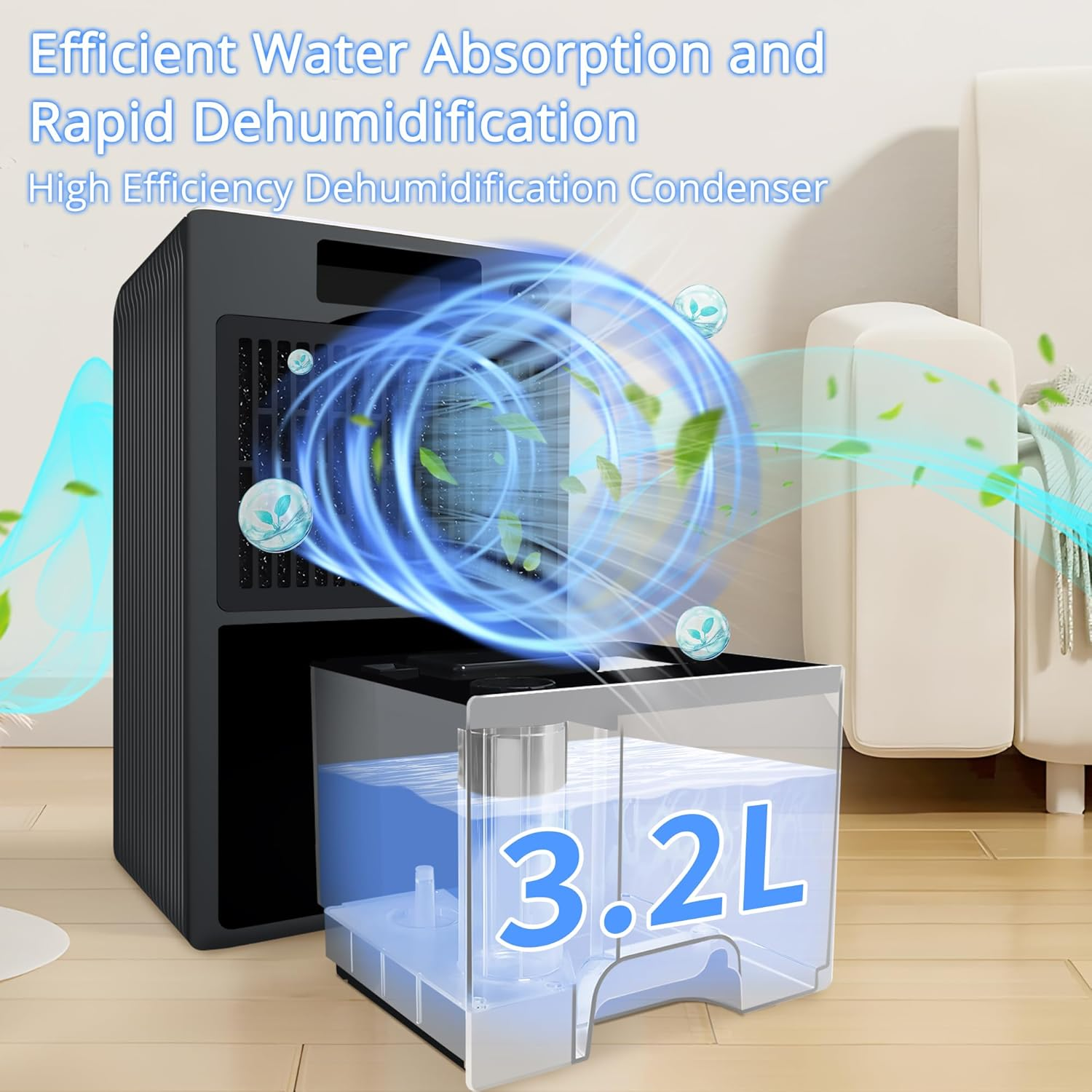 3200Ml Dehumidifier, 2 Working Modes Quiet Energy Saving Portable Dehumidifiers, 8/16/24H Sleep Timer, 7 Colors LED, Auto-Off, Dehumidifiers for Home up to 25㎡ for Bedroom Bathroom Basements Closet RV image number 6