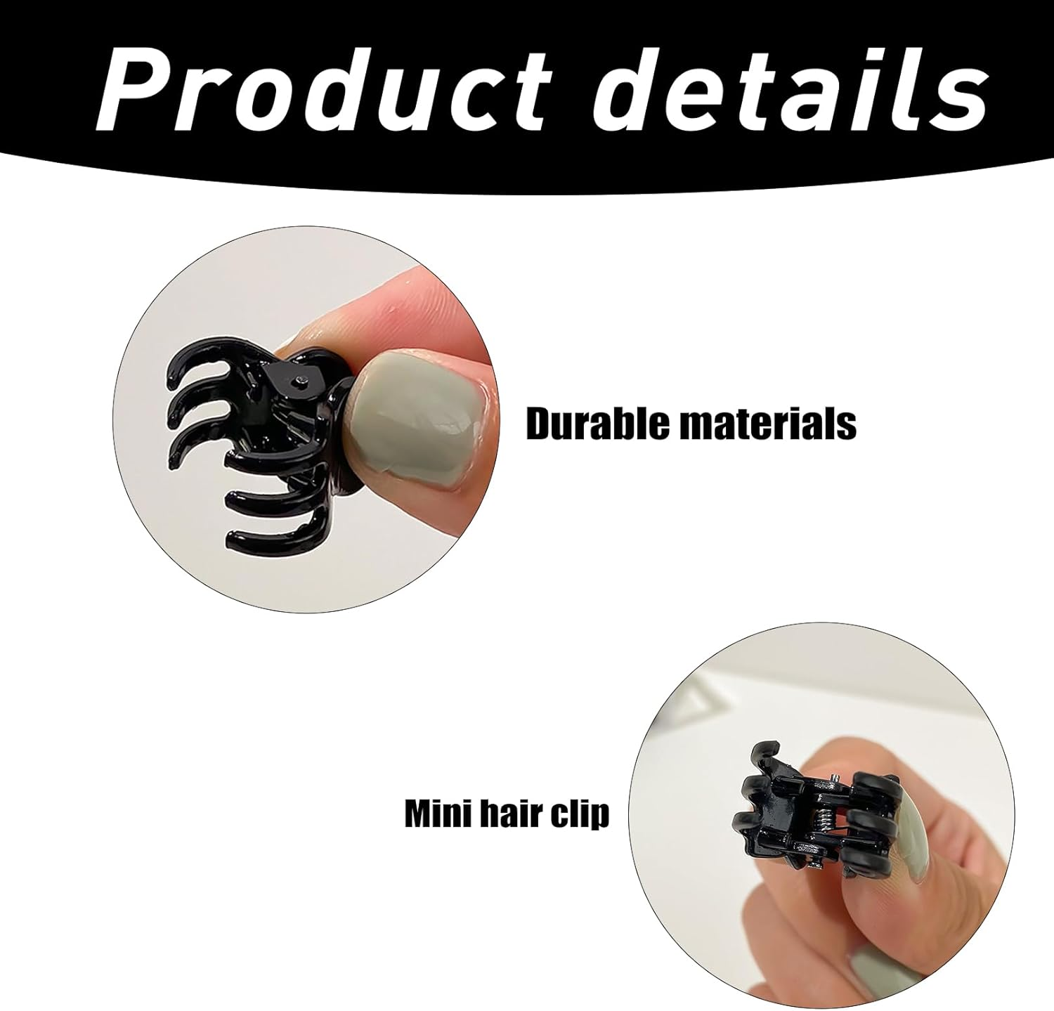 Pack of 50 Small Hair Clips, Mini Hair Clips, Black Plastic, Hair Clips Women, Hair Clips, Girls, Hair Clip, Small, Claw Clips, Non-Slip Handle, Jaw Clips, Hair Claw Clip for Hair Accessories image number 2