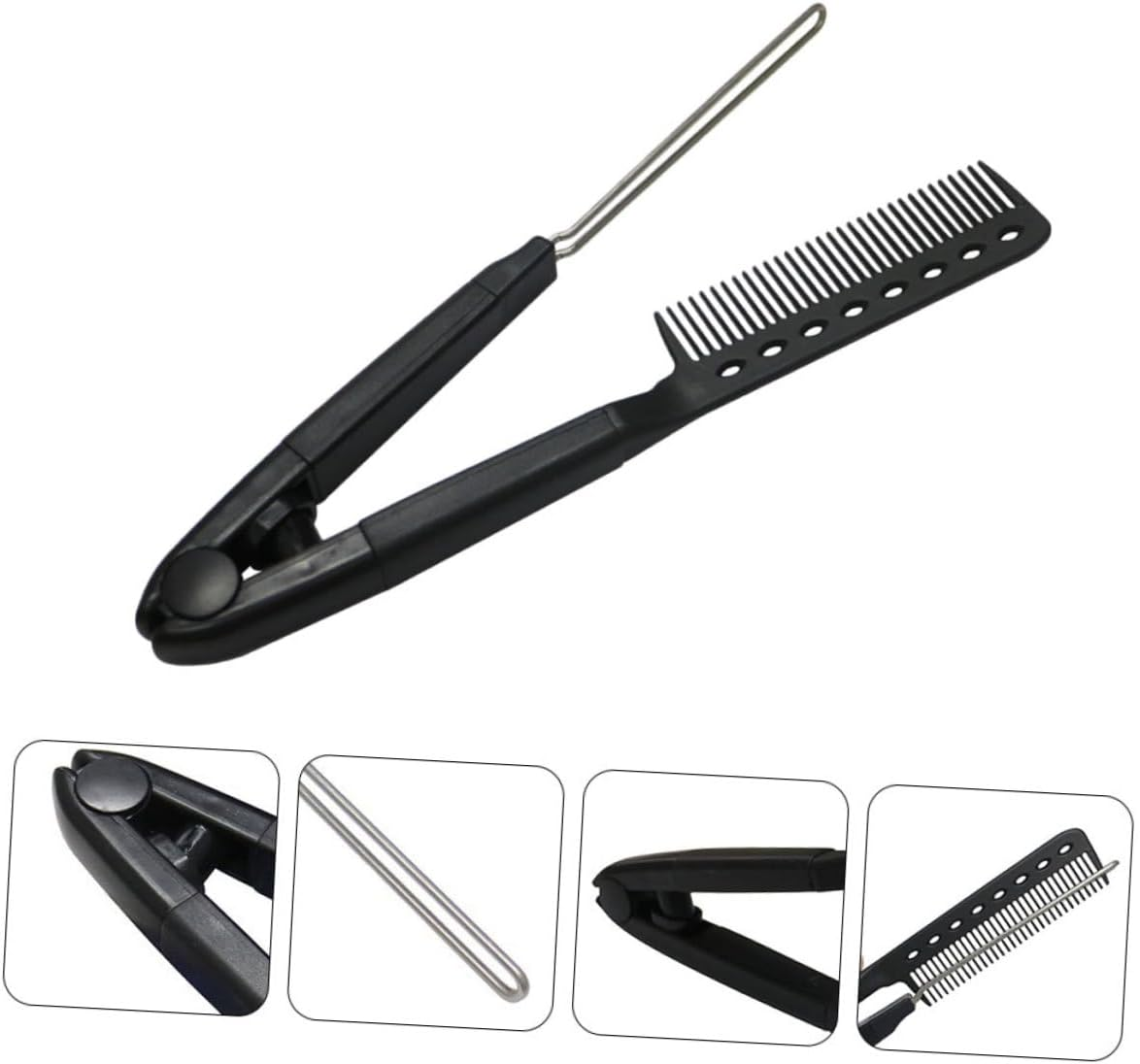 KAILIKETIY 1Pc Shaped Hair Straightener Comb Compact Durable Styling Tool for Straightening Comfortable Grip Smooth Teeth Design for Go Hair Care image number 1