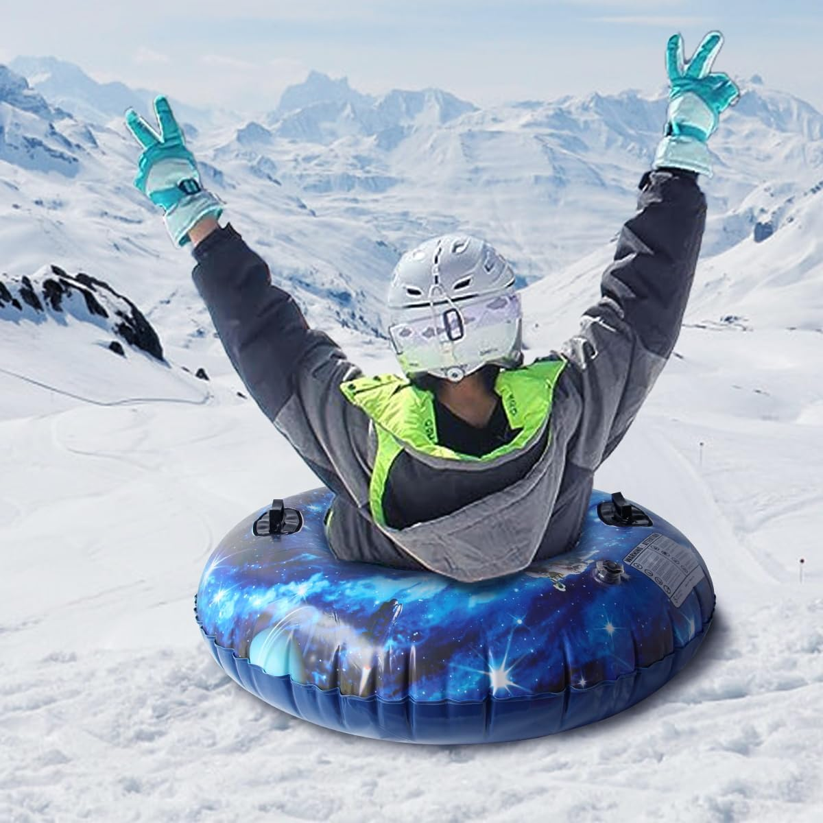 Baiao Inflatable Snow Tube, Inflatable Snow Sled for Kids and Adults, Heavy Duty Snow Tube Snow Toys Winter Outdoor image number 2