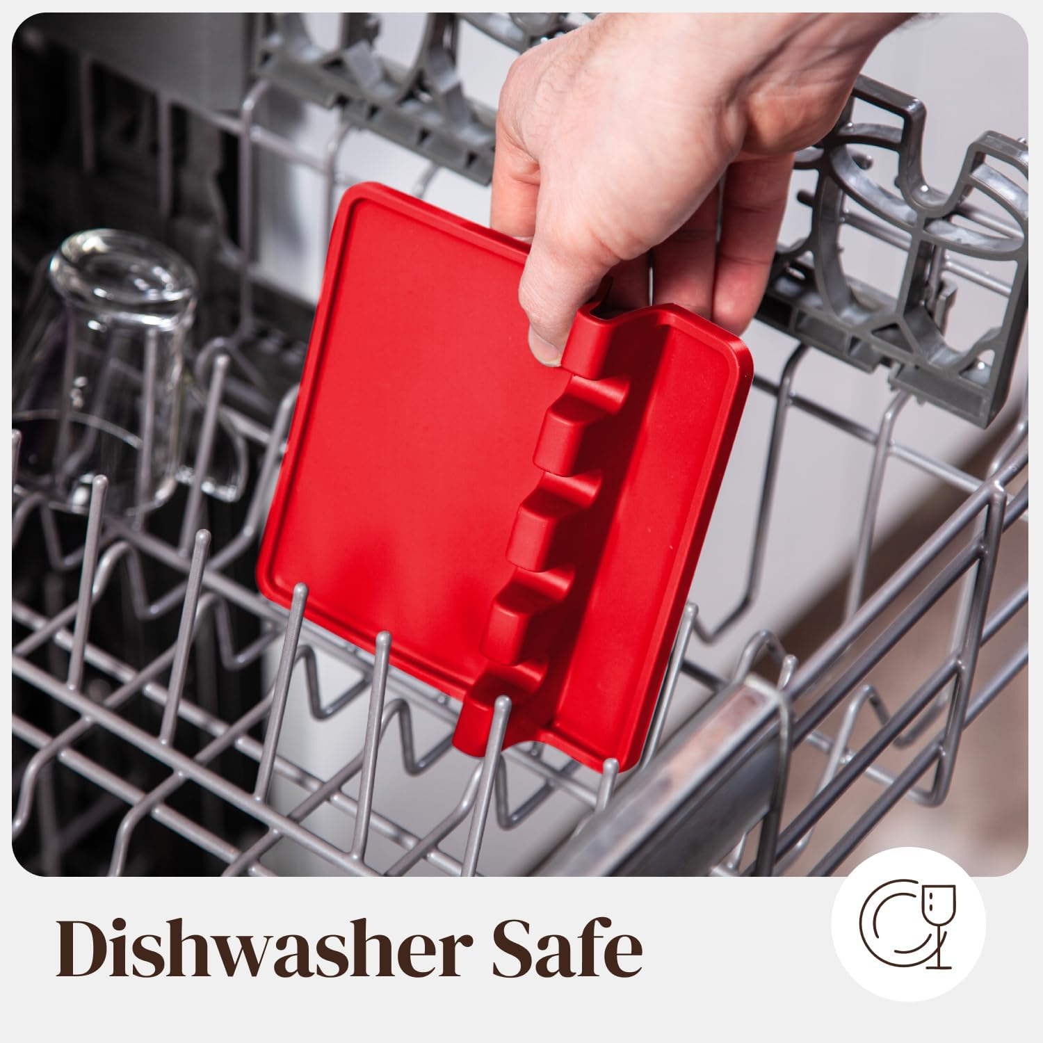 Cooler Kitchen Red Silicone Spoon Rest for Stove Top with Drip Pad (Two Pack) - Heat-Resistant, Bpa-Free Utensil Rest & Spoon Holder for Kitchen Counter - Grill Utensil Holder for Spatulas - Oatmeal image number 3