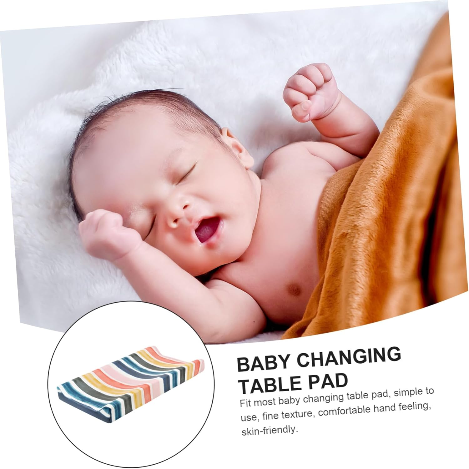 Baby Changing Pad Cover and Diaper Changing Pad Sheet for Infants Washable Removable Elastic Fabric Rainbow Stripe Reusable for Nursery Use image number 3