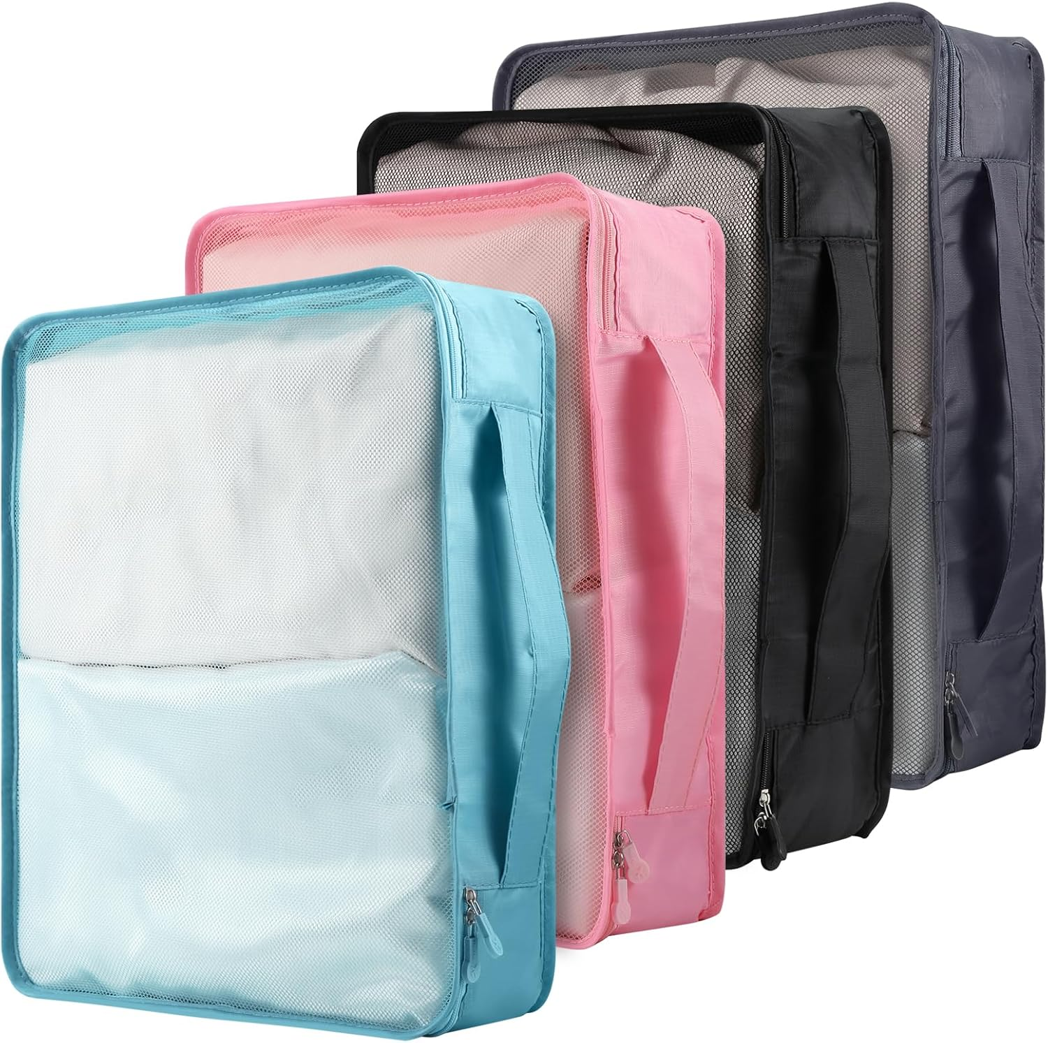 Hcskoss 4 PCS Large Packing Cubes,40X30X12Cm Same Size Suitcase Organiser Bags Compressible Expandable Packing Cubes for Suitcase,Luggage,Travel,Handy Helper,Organizing Clothes (Color Mixing)