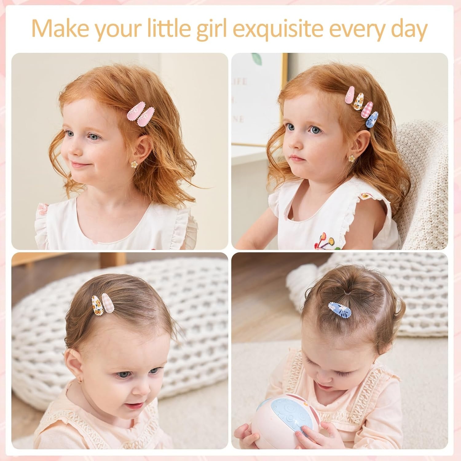 20 PCS Snap Toddler Hair Clips - Flower Patterns, Wrapped Mini Barrettes, Cute Hair Accessories for Girls and Infants image number 3