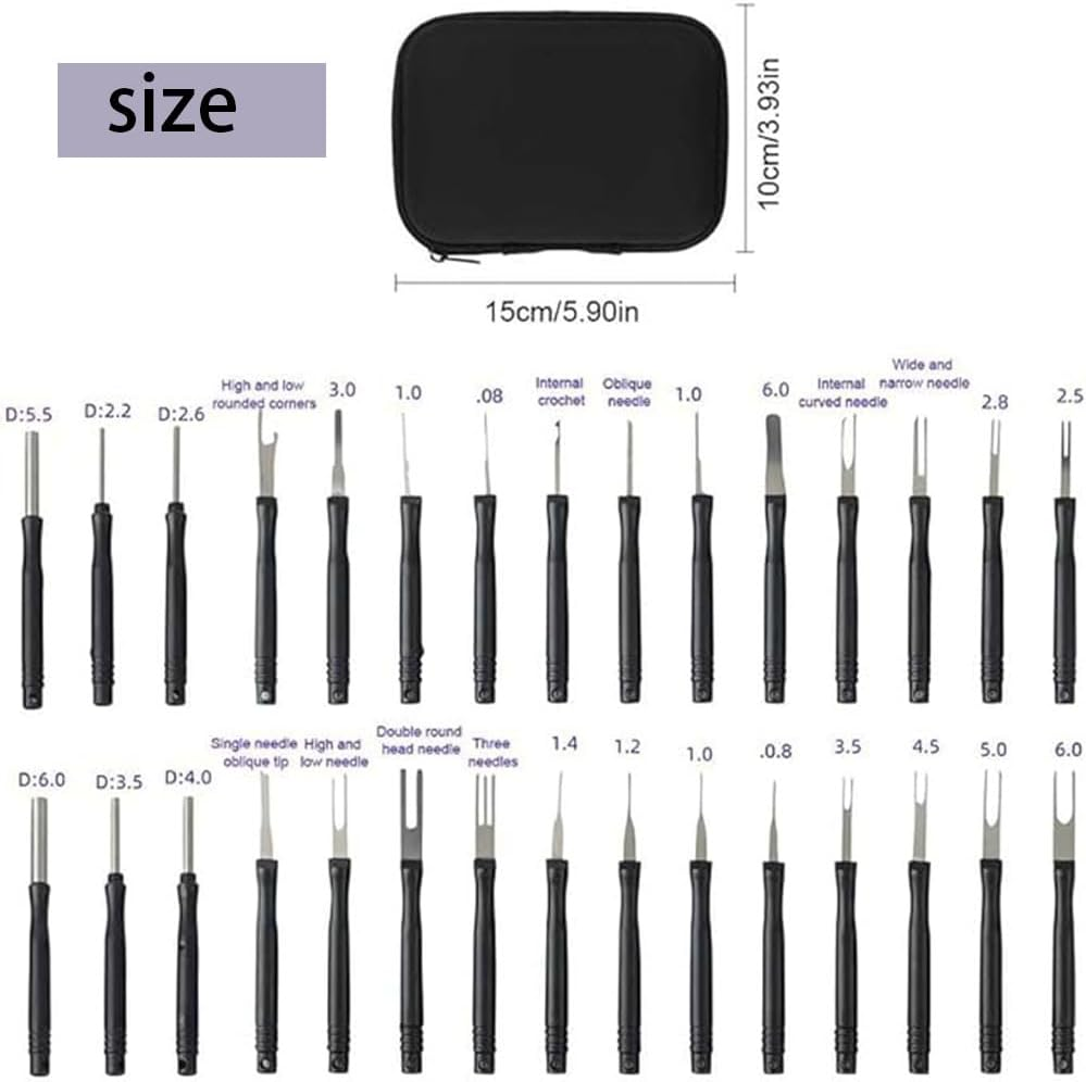Terminal Removal Tool Kit 30 Pcs Depinning Tool Electrical Connector Pin Removal Tool Kit Pin Extractor Tool Set Wire Terminal Release Tool for Automotive Car Household Devices for Most Terminals image number 6