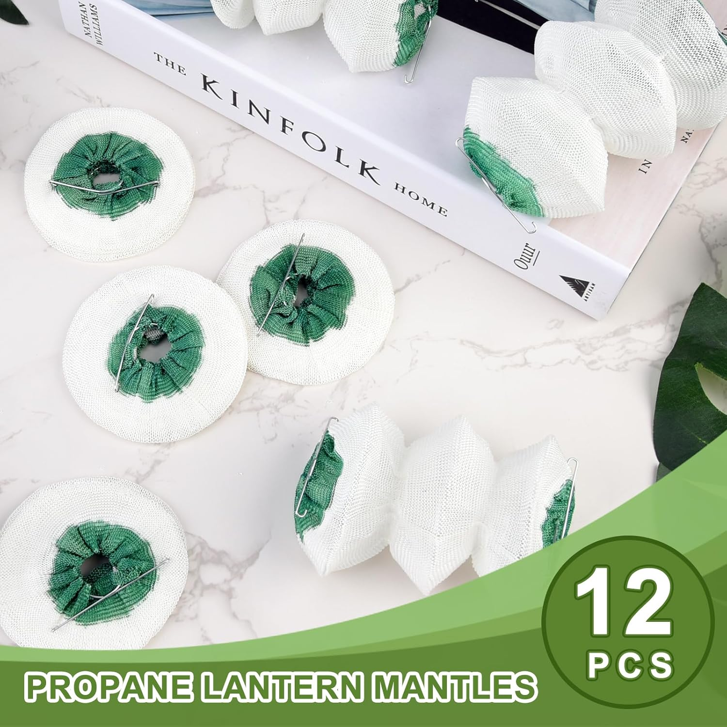 QINLECTRI 12 Pack Lantern Mantles Gas Lantern Mantles 3-Layer Gas Mantles Accordion Shape #95 Insta-Clip image number 4