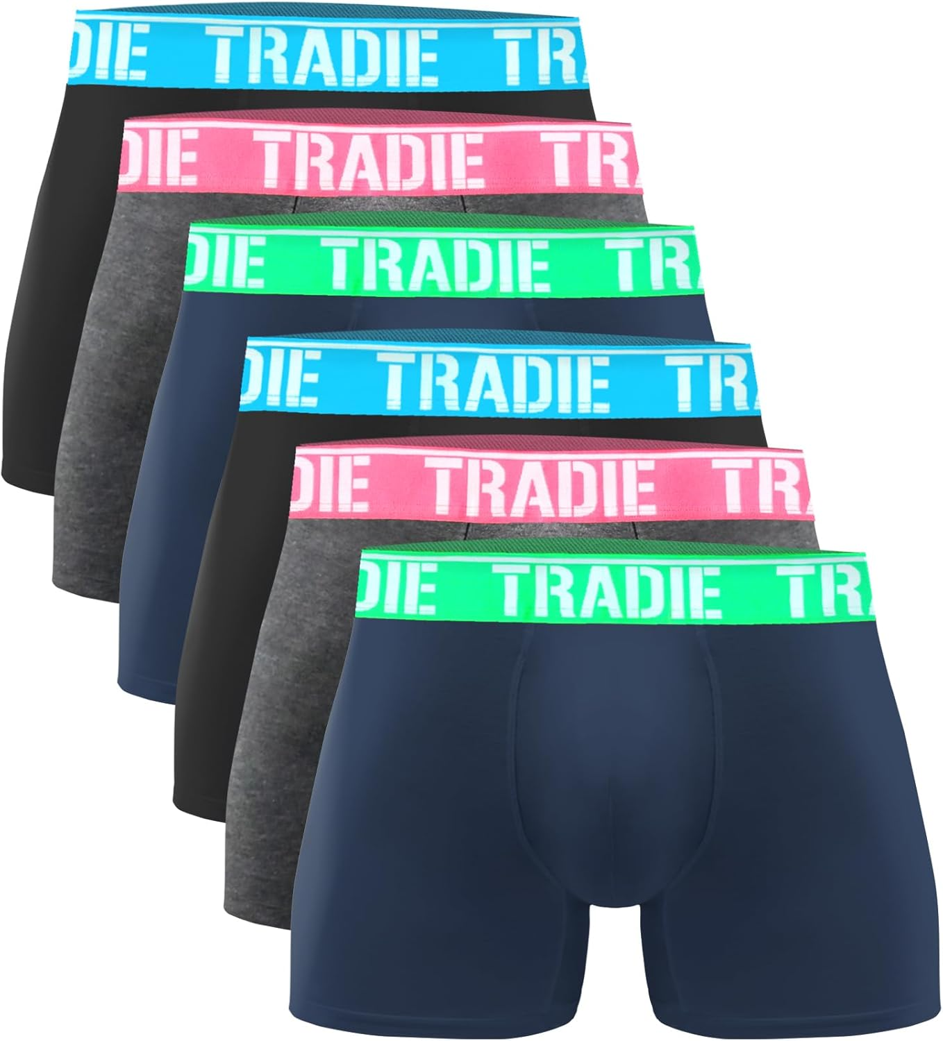 TRADIE Men'S Cotton/Elastane Fitted Trunk 6-Pack Mens Underwear, Stretch Cotton Fabric, Comfortable, Soft, Breathable Mens Boxer Brief, Value Pack Underwear for Men