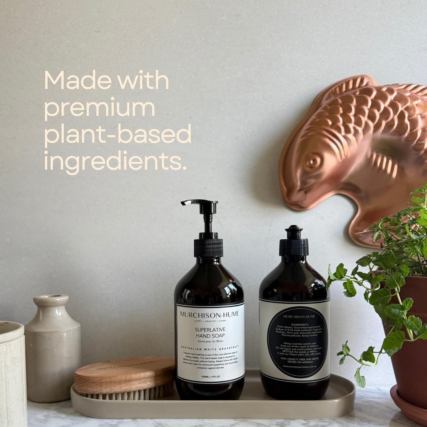 Murchison-Hume Luxury Vegan Hand Soap with Pump Dispenser, Moisturising Hand Wash, SLS, Paraben & Cruelty-Free, 500Ml (Australian White Grapefruit) image number 2