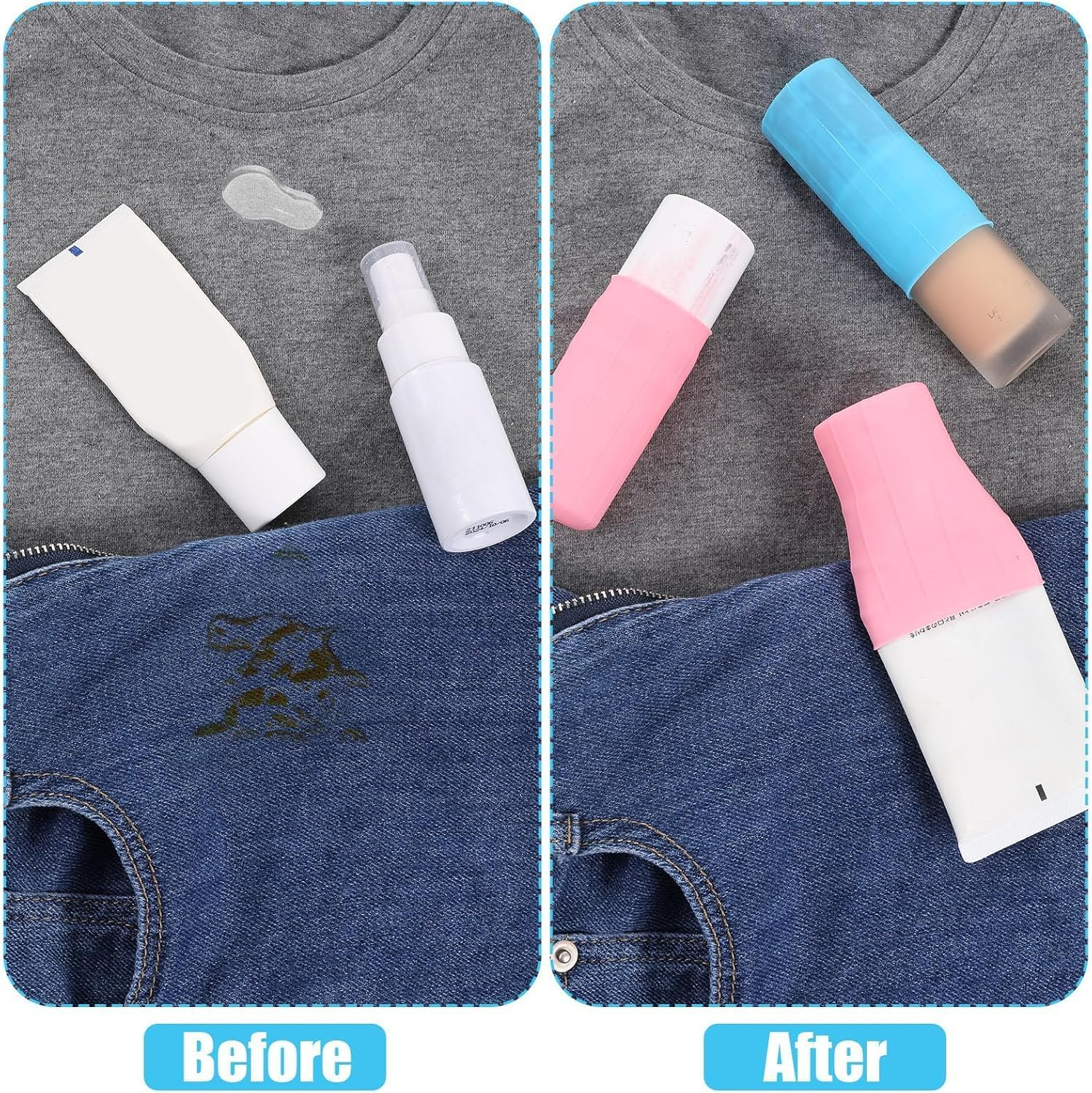 Ksngtixe 8PCS Silicone Bottle Covers Leakproof Travel Toiletry Sleeves for Shampoo Lotion Cosmetics Cruise Essentials Women Men Airplane Beach Approved image number 6