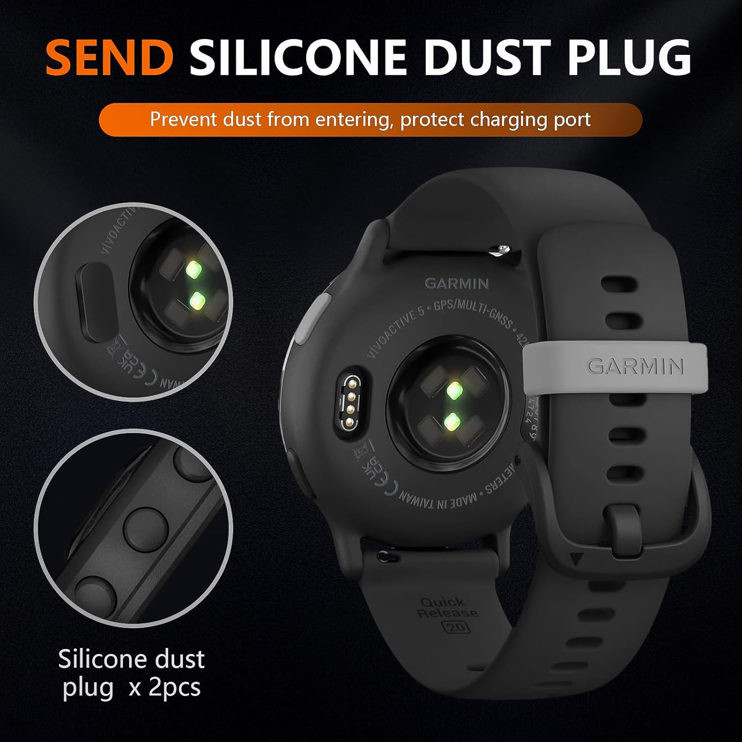 Suoman 5+2 Pack for Garmin Vivoactive 5 Screen Protector, 3D Full Coverage PMMA Curved Ultra Clear Protective Film(5)+Anti-Dust Plugs(2), Anti-Scratch, No Bubble Compatible with Garmin V&iacute;voactive 5 image number 4