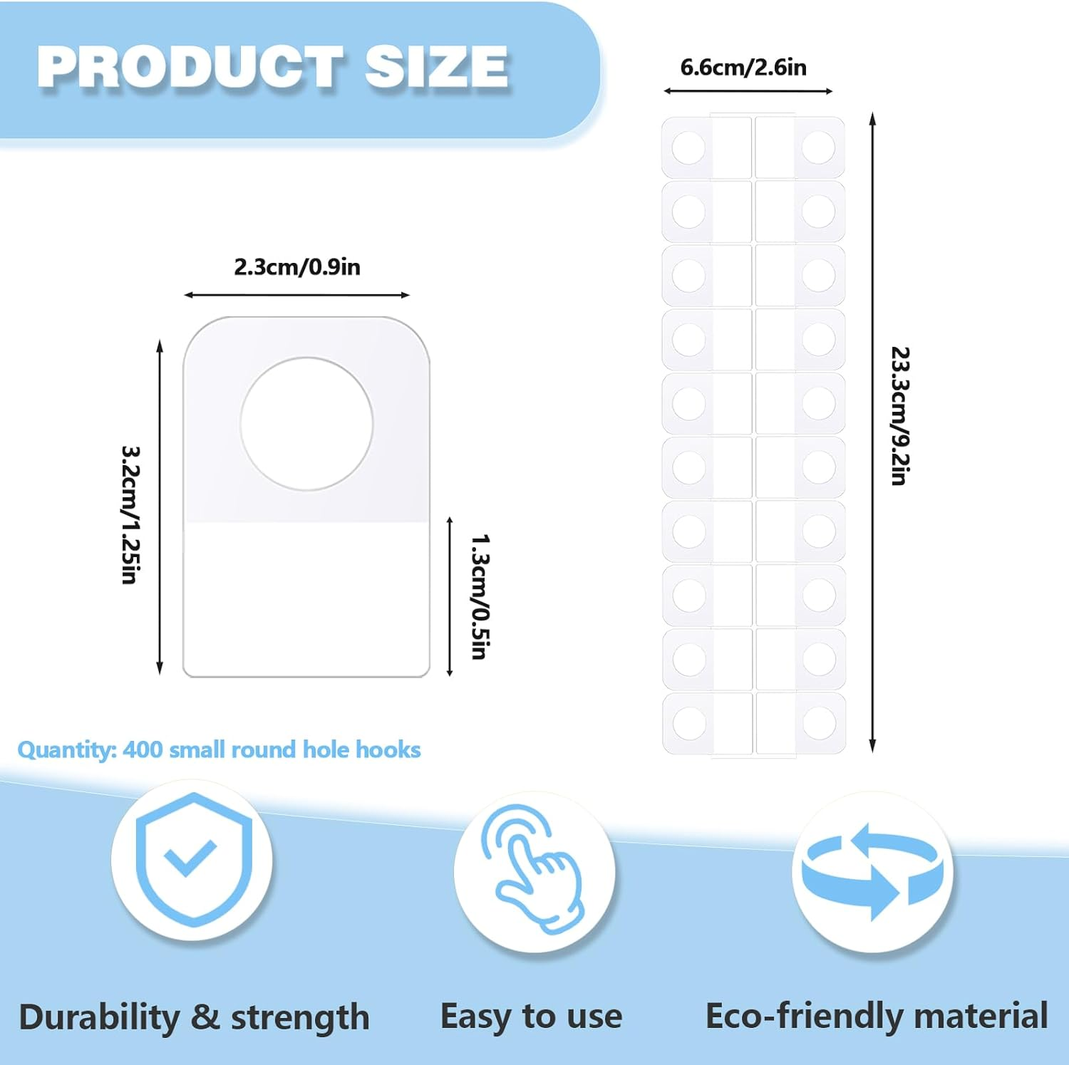 400Pcs Adhesive Hanging Tabs, Plastic Tabs for Hanging File Folders, Hole Sticky Hang Tabs for Hanging Retail Displays (26 * 38 * 0.2Mm)