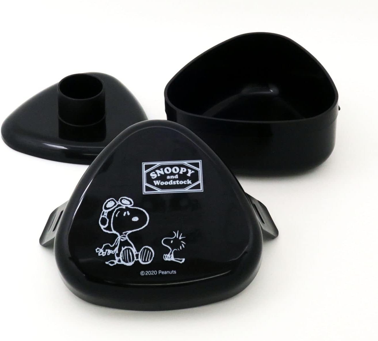 OSK LS-20 Snoopy Black, Snoopy Black, Bomb Rice Ball Case, 9.8 Fl Oz (290 Ml), Made in Japan, Pressed Type, Microwave Safe, Stylish, Cute, Simple, Large Capacity, Easy, Time-Saving, for Adults, Kids,