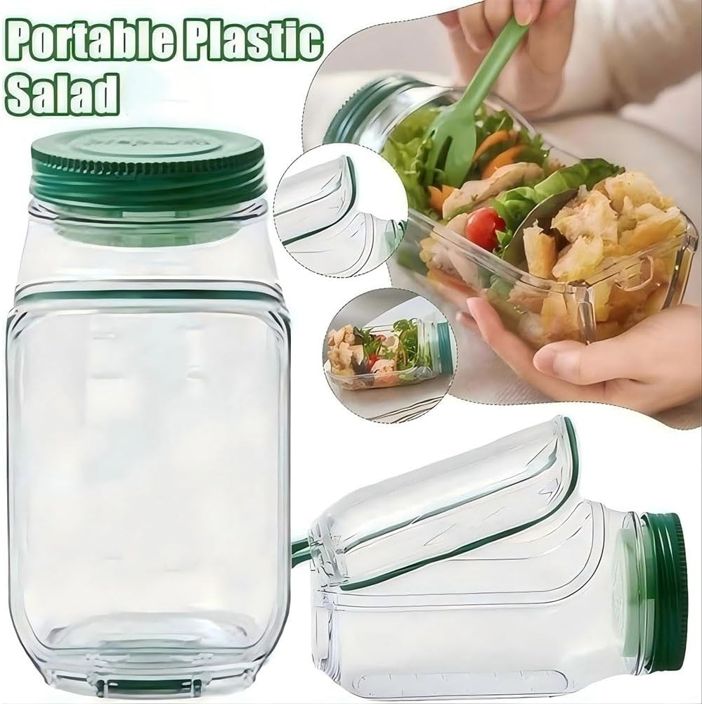 2Pcs Salad Jar, Salad Mason Jars with Side Open, Portable Salad Container, Leakproof Snack Box with Lid, Separate Sauce Box for Meal Prep Home Outdoor Travel image number 2