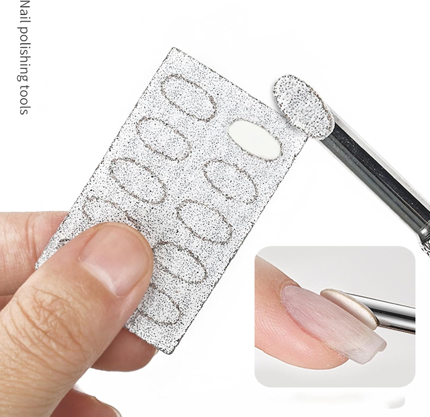 Dual Ended Nail Cuticle Pusher with 100Pcs 180/240 Self-Adhesive Grit Sandpaper Sheets Replaceable Refill Nails Pre Polishing Manicure Treatment Tool image number 2