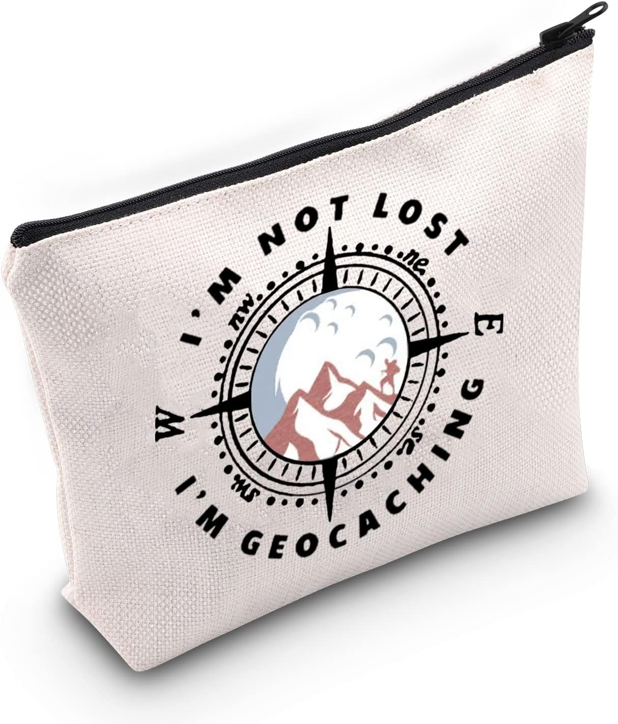 G2TUP Geocacher Geocaching Gift Geocacher Makeup Bag I&rsquo;M Not Lost I&rsquo;M Geocaching Cosmetic Bag Treasure Hunter Gift Outdoor Lover Travel Bag with Zipper, Geocaching White Bag, image number 2