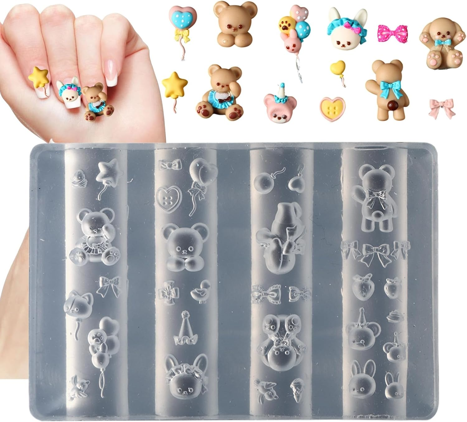 Nails Craft Mold,Fingernails Art 3D Decor Mold - Charm Making Carving Template Manicure Accessories for Women Wedding Traveling Home image number 1