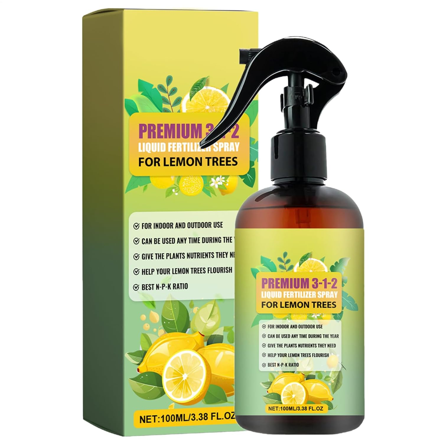 Natural Grower Liquid Fertilizer - Lemon Tree Spray | 100Ml Professional Lemon Tree Spray Mist, Natural Growth, Convenient to Use Liquid for Healthy Leaves and Root Growth image number 3