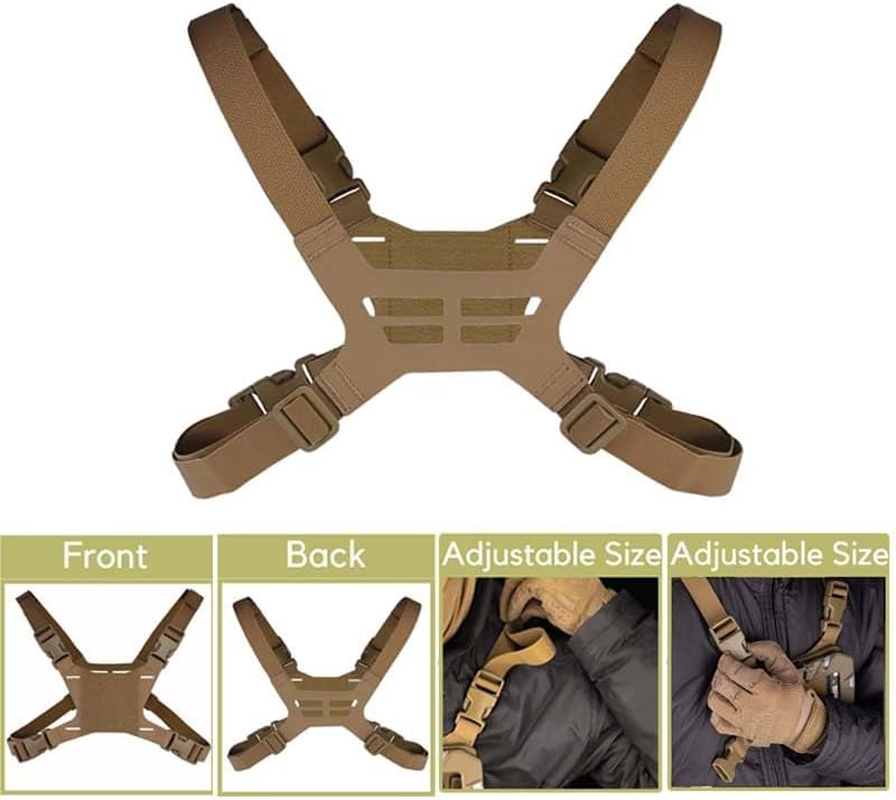 Tactical Navigator Harness Flip Lite Chest Rig Phone Carrier Bracket Fixing Strap Buckle Vest Smartphone Holster Outdoor Navigation Board Panel Holder Brown image number 6