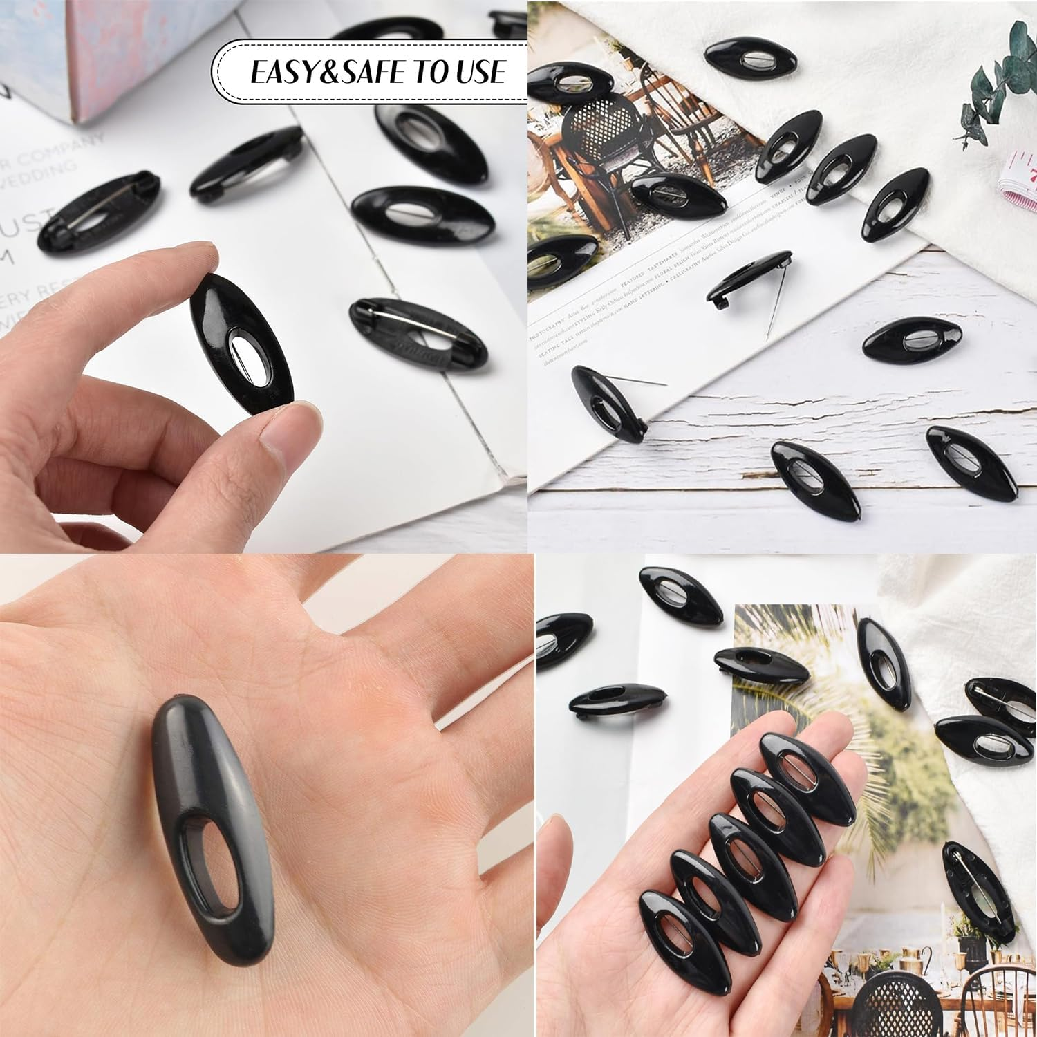 Paifencodill Scarf Safety Pin, 12 Pcs Cover Head Safety Pin Colored Scarf Safety Pin Plastic Pin Plastic Scarf Clip Plastic Cover Used for Sewing Clothes Scarves Shawls Decorative Accessories (Black) image number 5