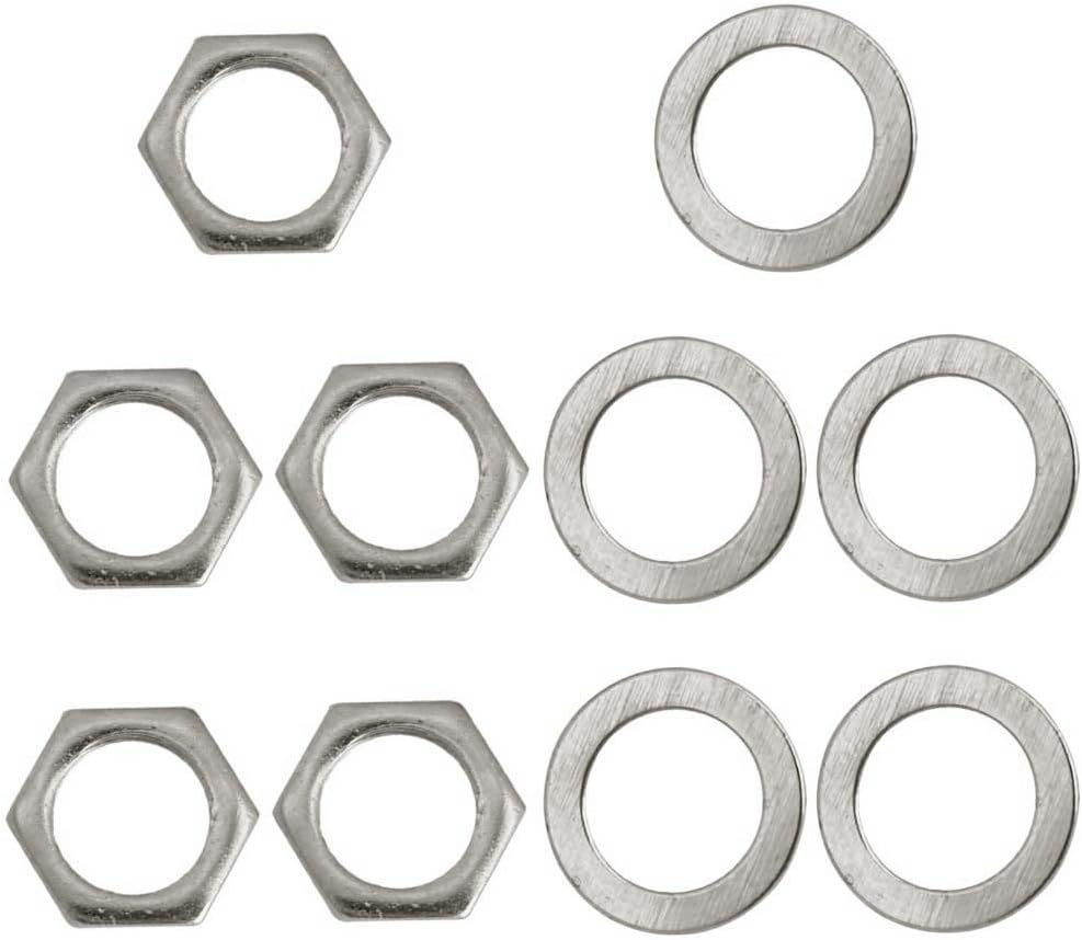 Baosity 5 Pieces Electric Guitar Bass Jack Output Socket Nuts Washers - Silver, as Described image number 3
