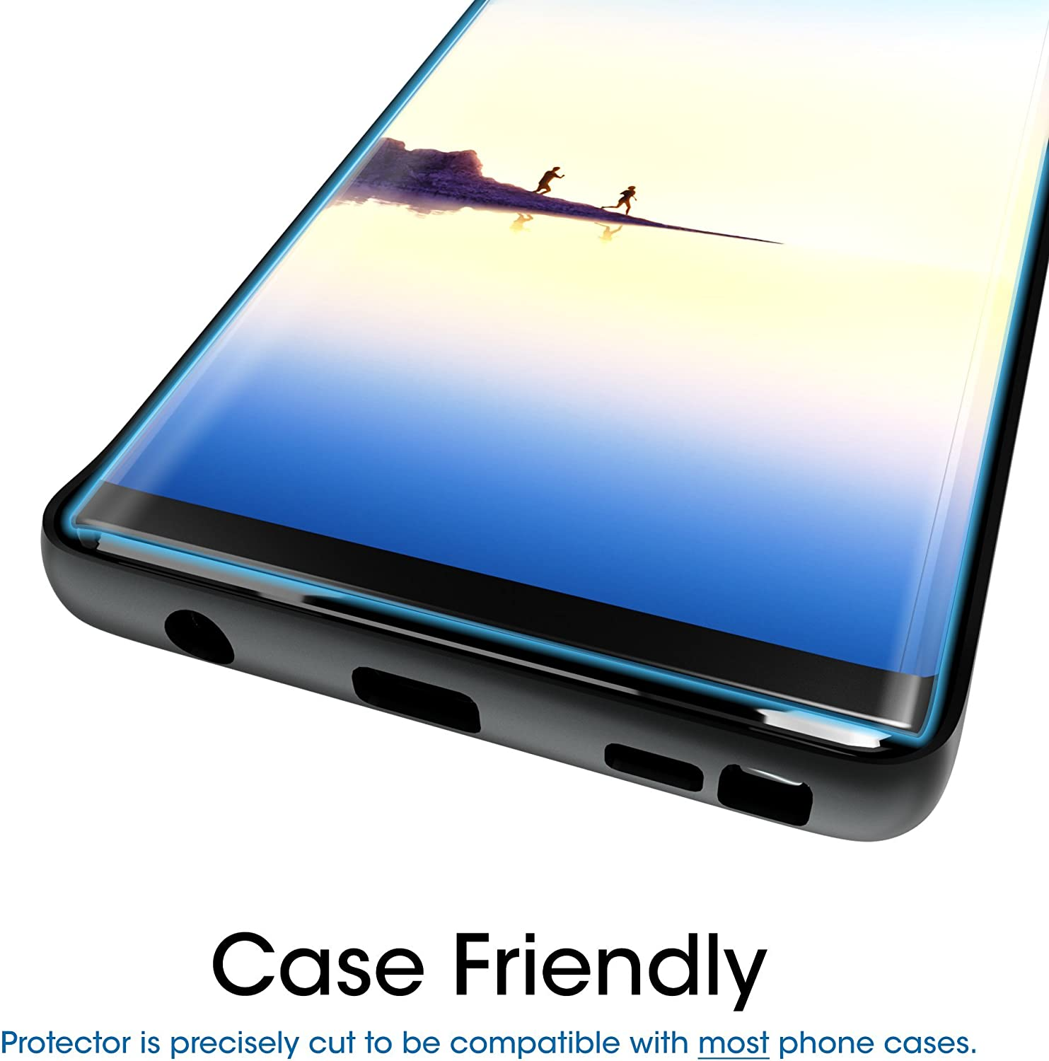 Galaxy Note 8 Screen Protector Glass, Amfilm Full Coverage (3D Curved) Screen Protector with Dot Matrix & Installation Tray for Samsung Galaxy Note 8 (Black)