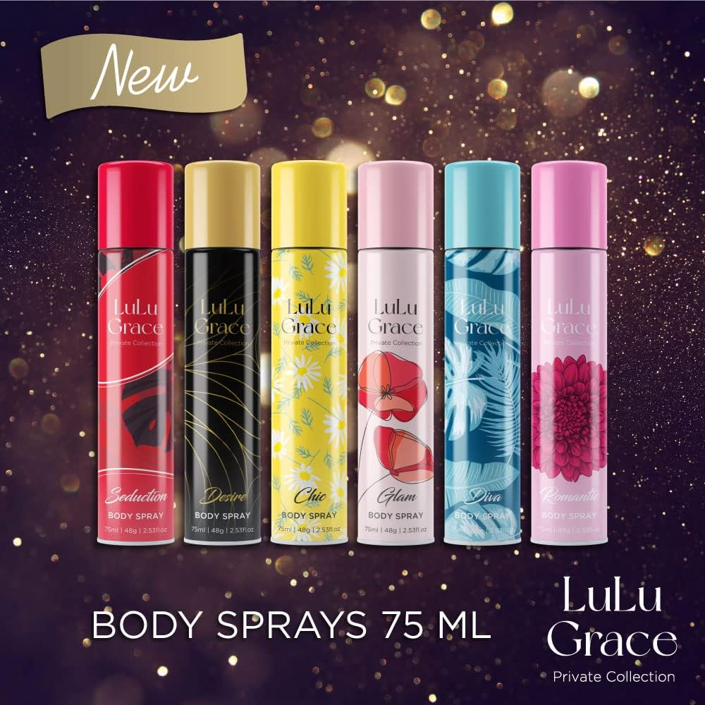 Lulu Grace 6 X 75Ml Body Spray Value Pack. 6 Delightful & Tempting Scents image number 1