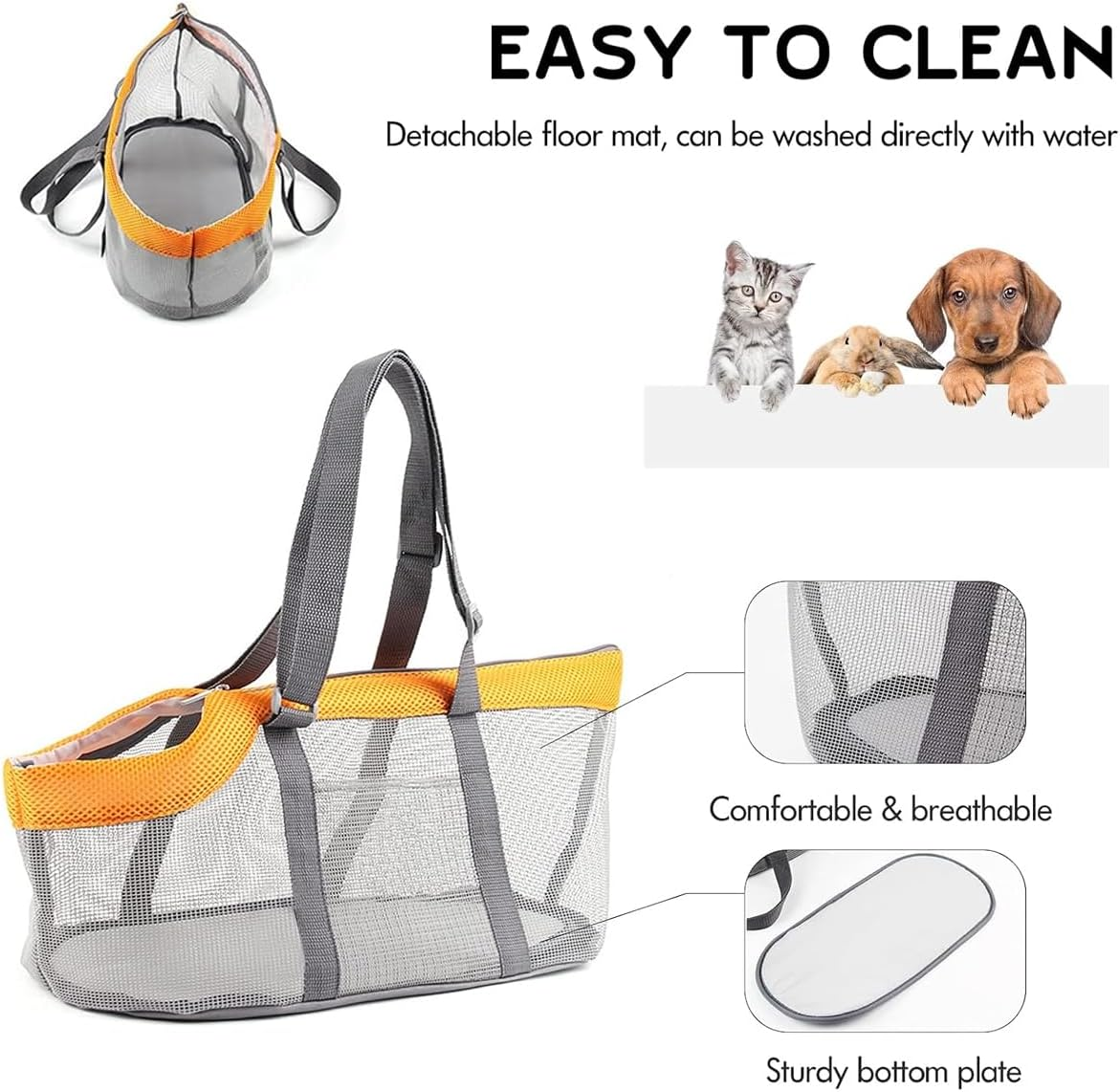 AIMALL Large Capacity Pet Carrier &ndash; Breathable Mesh Portable Dog Bag, Adjustable Shoulder Strap, Safety Buckle, Foldable, Easy to Clean, 16.9 X 14.9 X 12.2 Inches image number 3