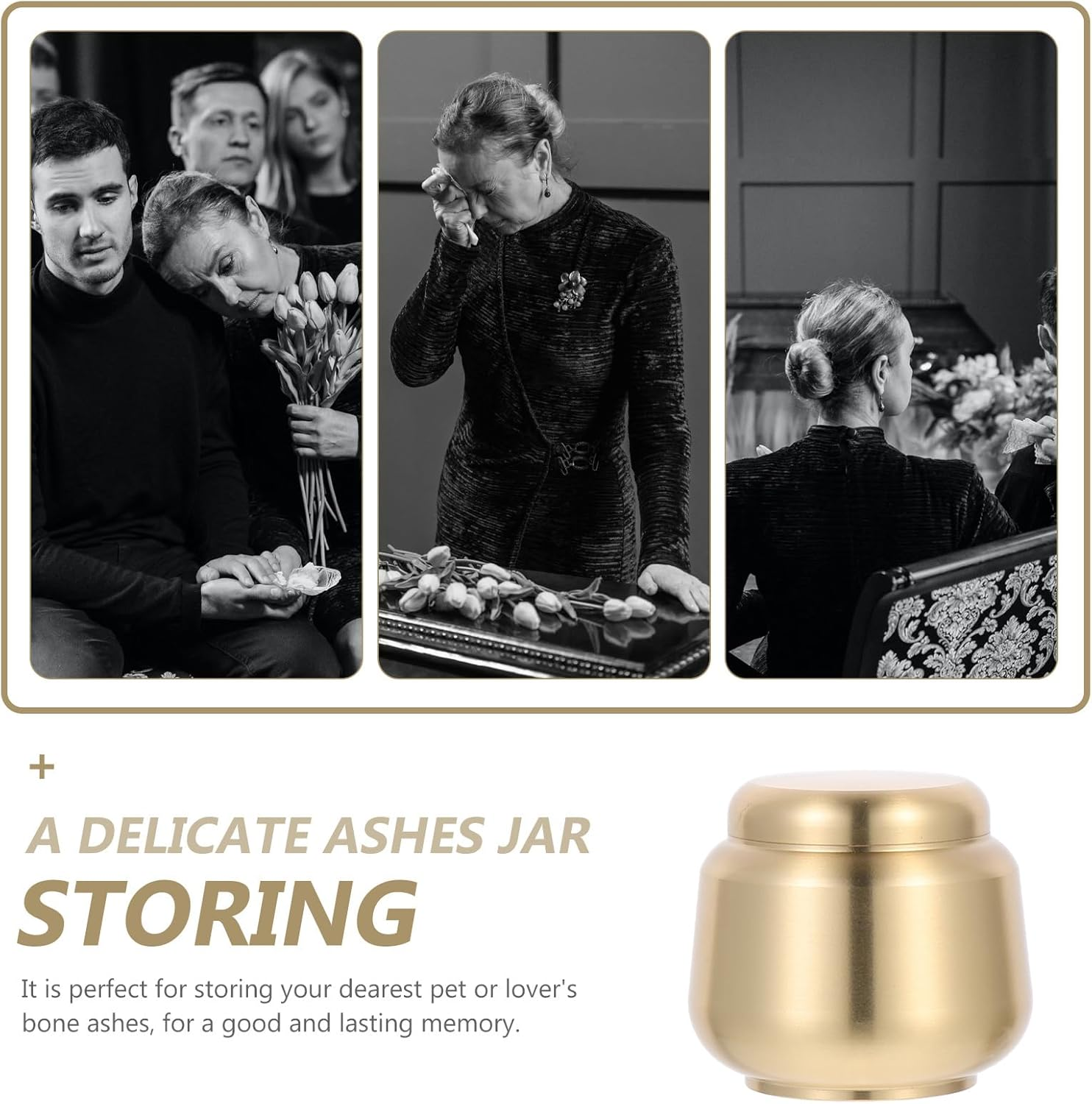 DECHOUS Brass Cremation Urns for Human Ashes Mini Keepsake Urns for Pet Baby Ashes Funeral Memorial Jar image number 1