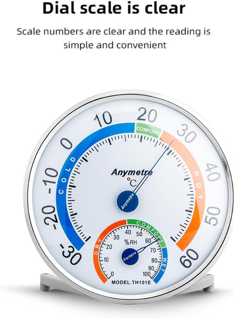 Round Indoor Outdoor Hygrometer/Thermometer, Humidity Gauge Indicator Temperature Humidity Monitor, Analog Hygrometer Humidor Aluminum Dial for Home, Office, Garden, Greenhouse or Conservatory image number 3