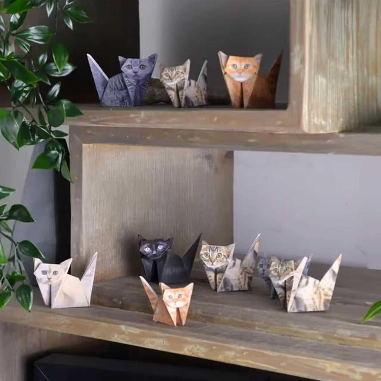 DIY Paper Cats, 50 Pcs DIY Origami Paper to Fold Cute Cat Figures, Fun Craft Activity for Adults & Kids, Desk Decoration & for Cat Lovers image number 5
