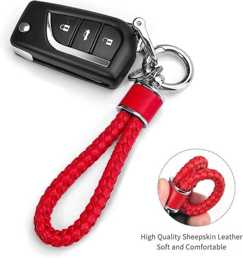 Leather Weave Keychain Suit for Car Keychain Keyring Present Woman ，With 360 Degree Rotatable D-Ring image number 5