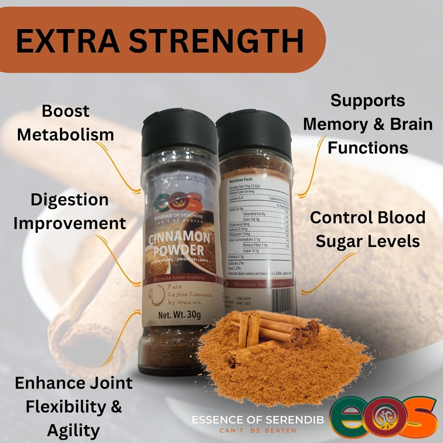 Ceylon Cinnamon Powder Bottle 30G | Product of Sri Lanka image number 2