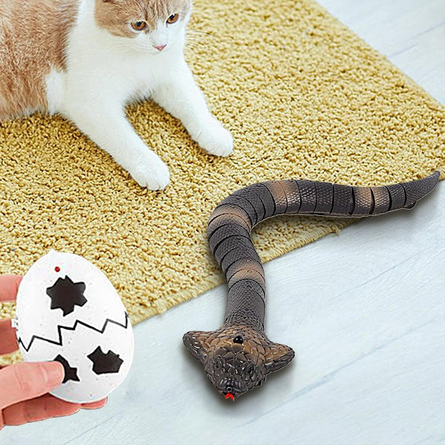 Remote Control Snake Cat Toy, Electric Cobra Cat Toy, Realistic Snake Toy, Smart Sensor Cat Toy, Obstacle Avoidance Toy, Interactive Cat Toy, Remote Control Cobra, Realistic Cat Play Toy, Double Funct image number 2