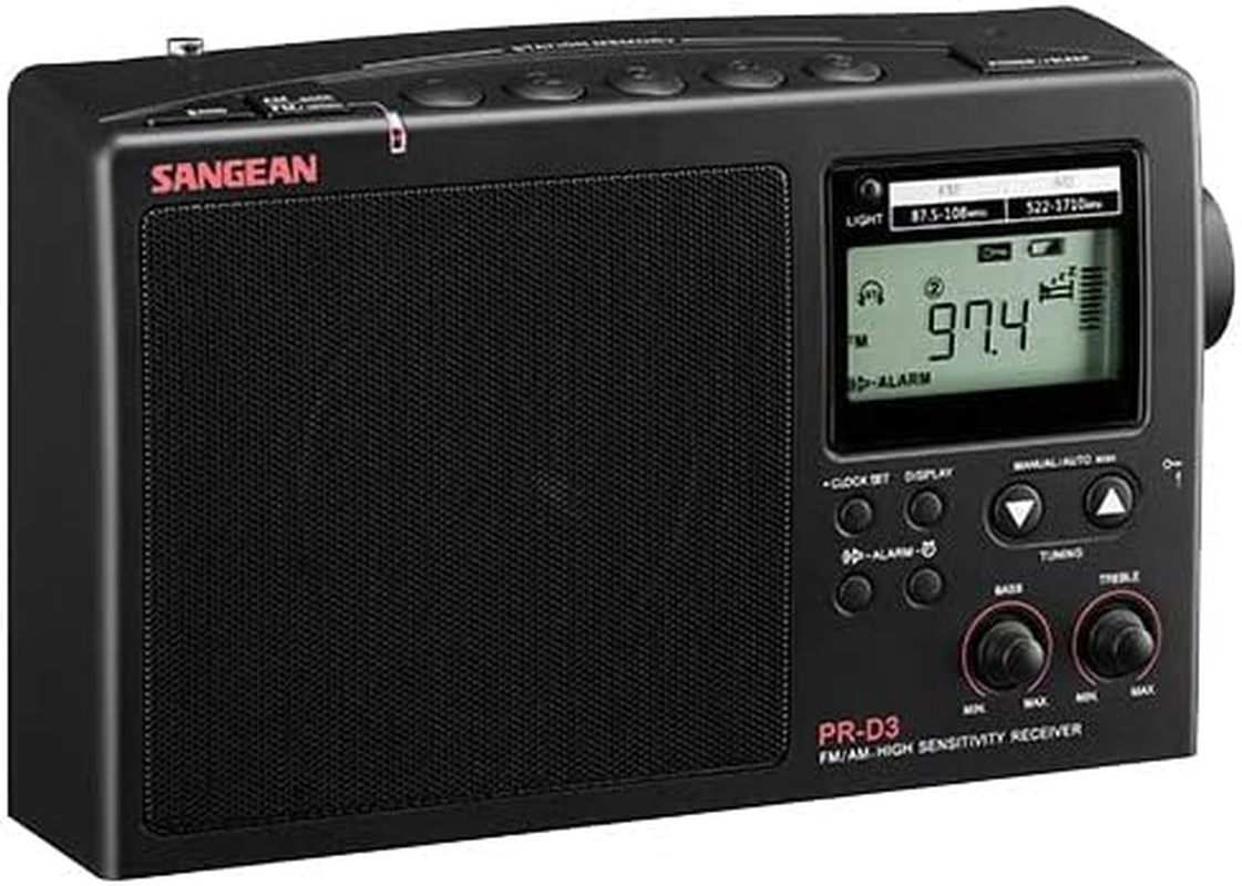 Sangean PRD3 AM/FM Portable Radio, Black image number 1
