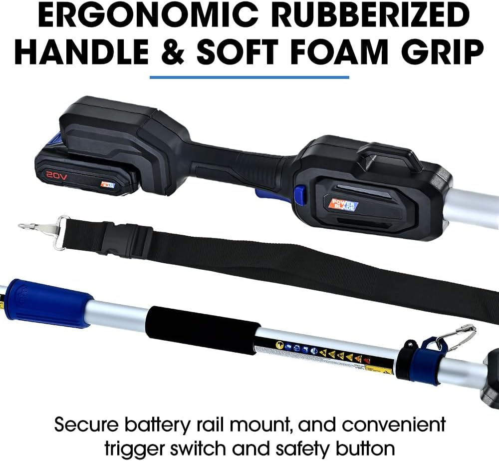 Powerblade 20V Cordless Pole Saw & Hedge Trimmer Combo, 8" Chainsaw Pruner & 20" Hedger, Telescopic Handle, Battery and Fast Charger Kit image number 5