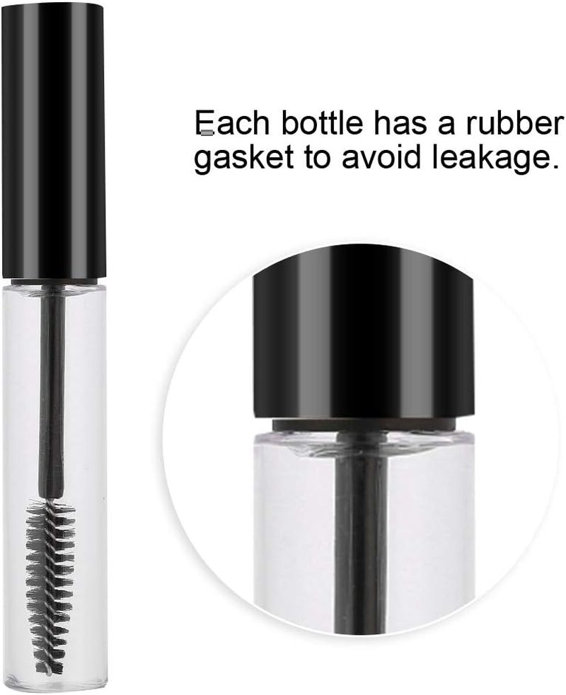 Xiuganpo 10Ml Empty Mascara Tube Durable Eyelash Wand Container for Makeup Artist Eco-Friendly Material (10Ml Black Cap)