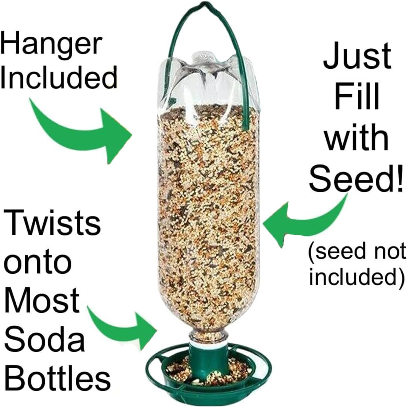Yharnamite Wild Bird Feeders, Garden Hanging Bird Feeder, Refillable Bottle Top Bird Feeder for Parrots, Lovebirds, Budgies