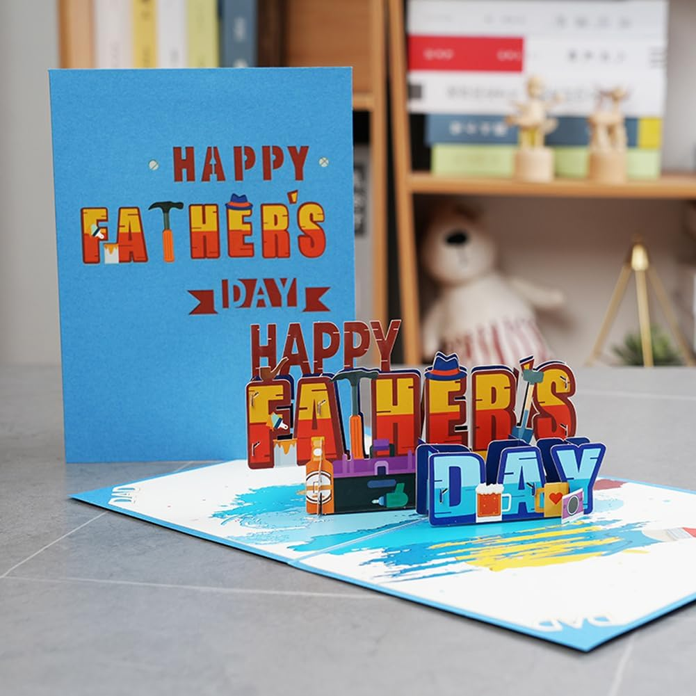 Pop up Fathers Day Card,Kiwinvou Father'S Day Card for Men, Dad, Husband, Grandpa, Him, Best Father Gifts Ideas (Happy Father'S Day)