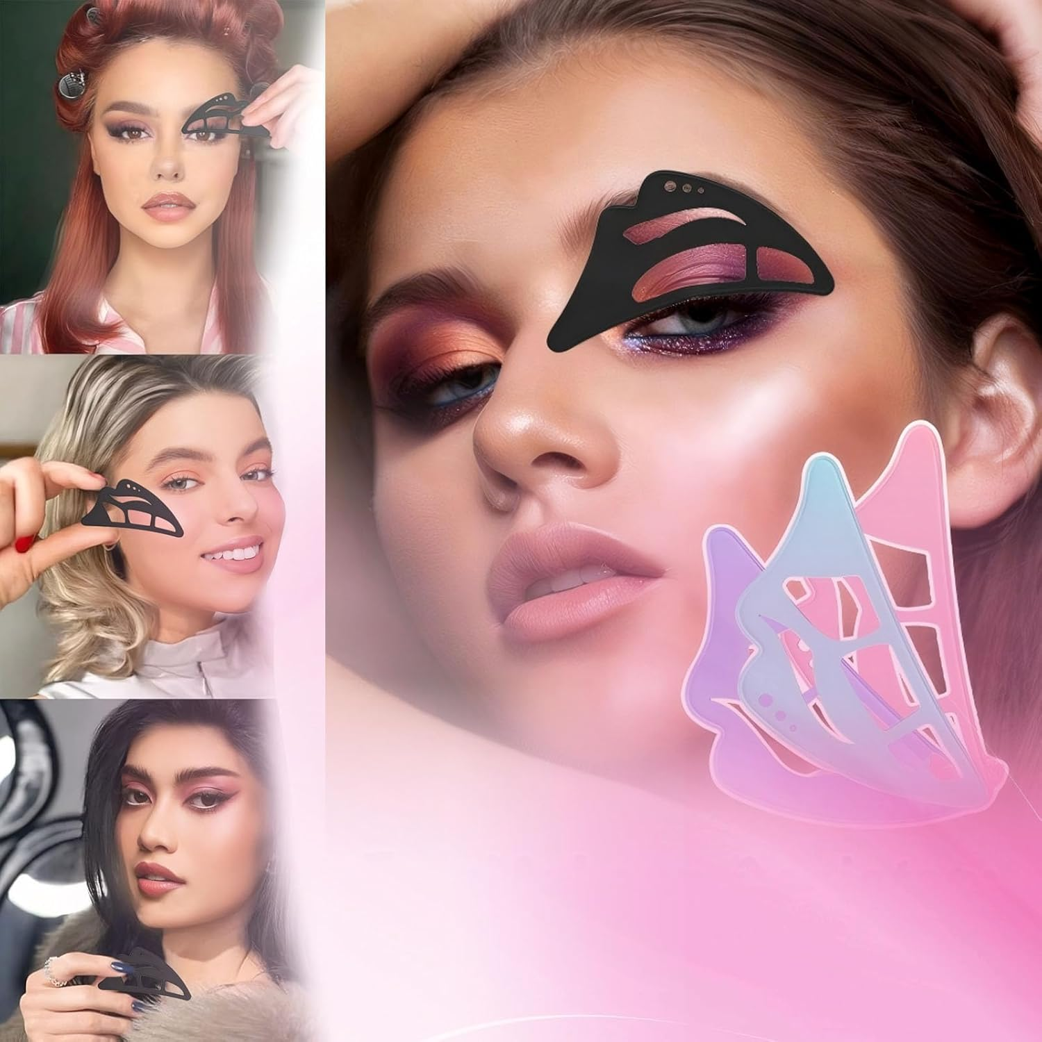 Leeneeneyetour Eyeshadow Tool,5 in 1 New Eyeshadow Assistant Aid Guide Stencils Tool,Professional & Quick Eye Makeup Tool for Women,Beginners (Black) image number 3