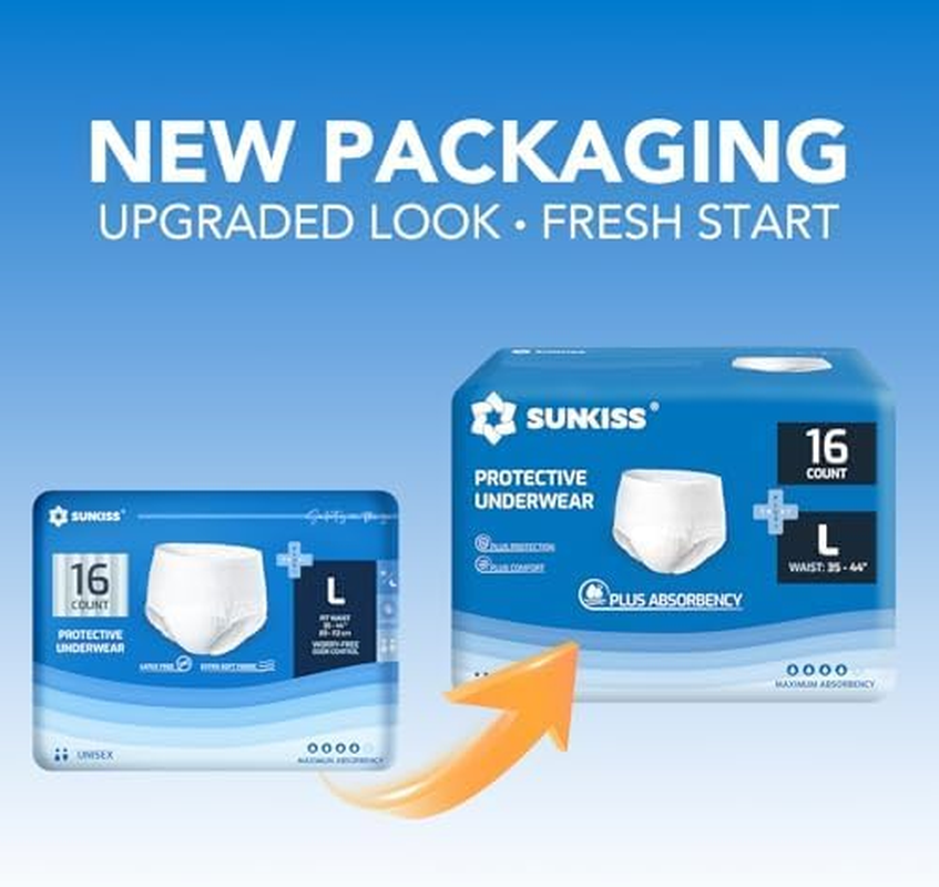 SUNKISS Trustplus Unisex Incontinence Disposable Underwear, Large, 16 Count - Heavy Absorbency, Barrier Leak Protection, Odor Control, Soft, Flexible Fabric image number 2