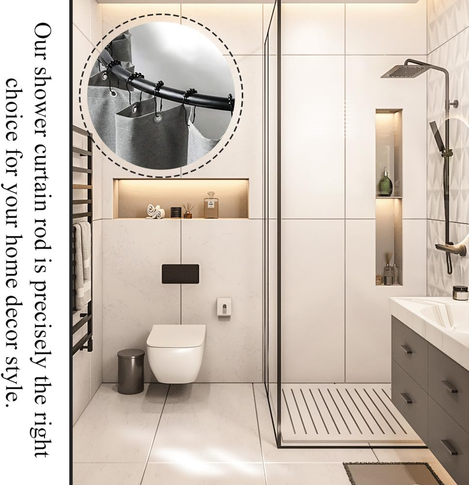 Shower Curtain Rod,Tension Curtain Rod,Heavy Duty Shower Rods,Stainless Steel Corner Curtain Rod,For Bathroom,For Shower,L Shape,Can Be Punched or Not,Two Installation Methods image number 5